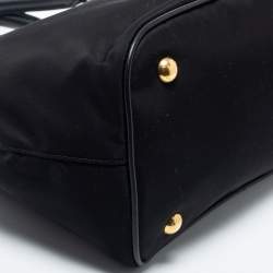 Pre Owned Prada Black Leather And Tessuto Tote