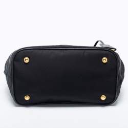 Pre Owned Prada Black Leather And Tessuto Tote