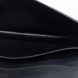 Pre Owned Prada Black Saffiano Leather Flap Card Holder