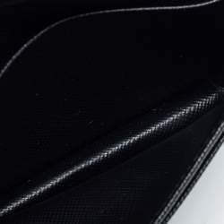 Pre Owned Prada Black Saffiano Leather Flap Card Holder