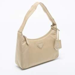 Pre Owned Prada Beige Nylon Mini Re-Edition 2000 Shoulder Bag