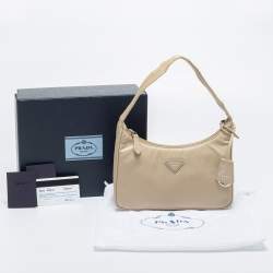 Pre Owned Prada Beige Nylon Mini Re-Edition 2000 Shoulder Bag