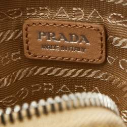 Pre Owned Prada Beige Raffia and Leather Mini Crossbody Bag