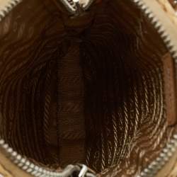 Pre Owned Prada Beige Raffia and Leather Mini Crossbody Bag