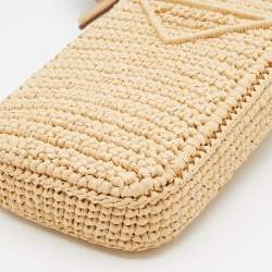 Pre Owned Prada Beige Raffia and Leather Mini Crossbody Bag