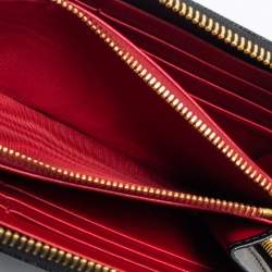Pre Owned Prada Black Saffiano Lux Leather Zip Around Continental Wallet