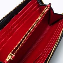 Pre Owned Prada Black Saffiano Lux Leather Zip Around Continental Wallet