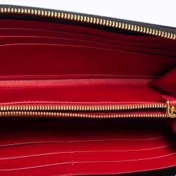 Pre Owned Prada Black Saffiano Lux Leather Zip Around Continental Wallet