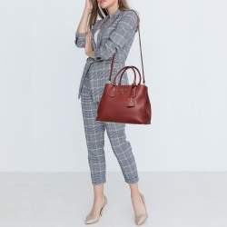Pre Owned Prada Red Vitello Daino Leather Tote