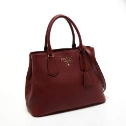 Pre Owned Prada Red Vitello Daino Leather Tote