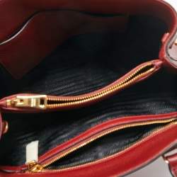 Pre Owned Prada Red Vitello Daino Leather Tote