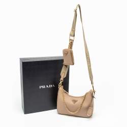 Pre Owned Prada Beige Saffiano Lux Re-Edition 2005 Shoulder Bag