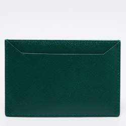 Pre Owned Prada Green Saffiano Metal Leather Card Holder