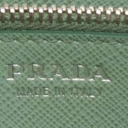 Pre Owned Prada Mint Green Saffiano Leather Bow Continental Wallet