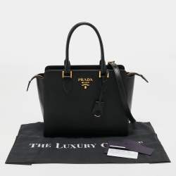 Pre Owned Prada Black Saffiano Leather Double Handle Tote