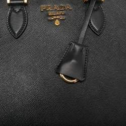 Pre Owned Prada Black Saffiano Leather Double Handle Tote