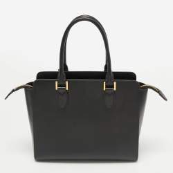 Pre Owned Prada Black Saffiano Leather Double Handle Tote