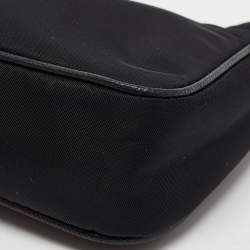 Pre Owned Prada Black Nylon and Saffiano Leather Re-Edition Mini Pouch Shoulder Bag