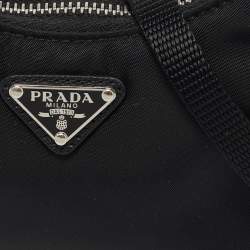 Pre Owned Prada Black Nylon and Saffiano Leather Re-Edition Mini Pouch Shoulder Bag