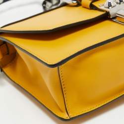 Pre Owned Prada Yellow/Black Saffiano Lux Leather Elektra Shoulder Bag