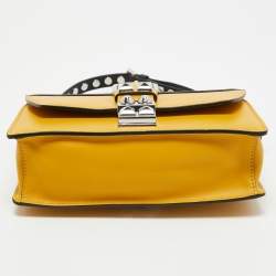 Pre Owned Prada Yellow/Black Saffiano Lux Leather Elektra Shoulder Bag