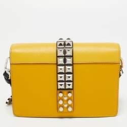 Pre Owned Prada Yellow/Black Saffiano Lux Leather Elektra Shoulder Bag