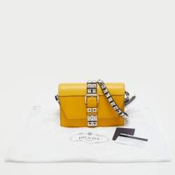 Pre Owned Prada Yellow/Black Saffiano Lux Leather Elektra Shoulder Bag