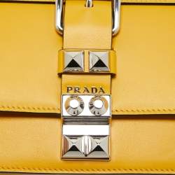 Pre Owned Prada Yellow/Black Saffiano Lux Leather Elektra Shoulder Bag