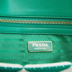 Pre Owned Prada Green/White Fabric Large Symbole Tote