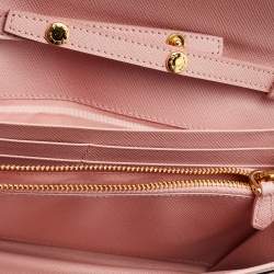 Prada Pink Saffiano Leather Wallet on Chain
