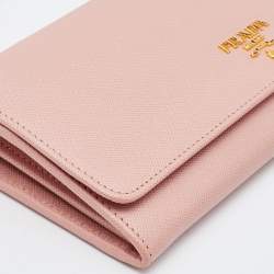 Prada Pink Saffiano Leather Wallet on Chain
