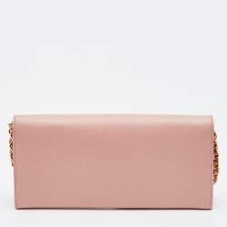 Prada Pink Saffiano Leather Wallet on Chain