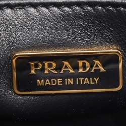 Pre Owned Prada Black/Cream Jacquard Fabric Symbole Embroidered Mini Tote