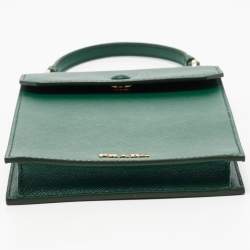 Pre Owned Prada Green Saffiano Lux Leather Phone Holder Crossbody Bag