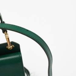 Pre Owned Prada Green Saffiano Lux Leather Phone Holder Crossbody Bag