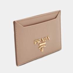 Prada Beige Vitello Move Leather Card Holder