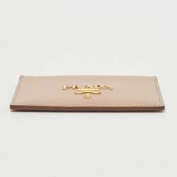 Prada Beige Vitello Move Leather Card Holder