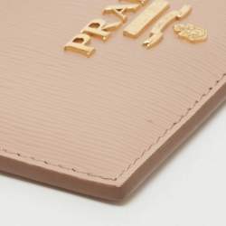 Prada Beige Vitello Move Leather Card Holder