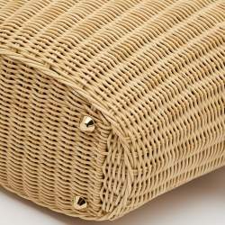 Pre Owned Prada Black/Natural Panier Wicker and Canvas Basket Tote 