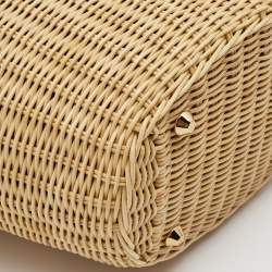 Pre Owned Prada Black/Natural Panier Wicker and Canvas Basket Tote 