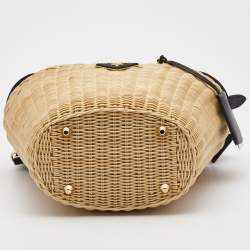 Pre Owned Prada Black/Natural Panier Wicker and Canvas Basket Tote 