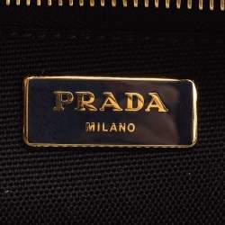 Pre Owned Prada Black/Natural Panier Wicker and Canvas Basket Tote 