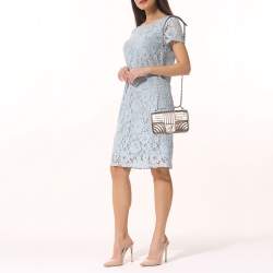 Pre Owned Prada Metallic Ayers Snake Leather Diagramme Shoulder Bag