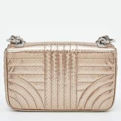 Pre Owned Prada Metallic Ayers Snake Leather Diagramme Shoulder Bag