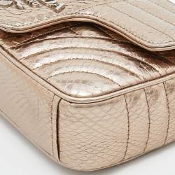 Pre Owned Prada Metallic Ayers Snake Leather Diagramme Shoulder Bag