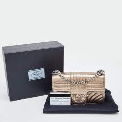 Pre Owned Prada Metallic Ayers Snake Leather Diagramme Shoulder Bag
