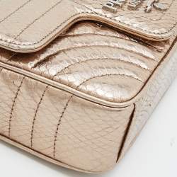 Pre Owned Prada Metallic Ayers Snake Leather Diagramme Shoulder Bag