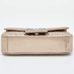 Pre Owned Prada Metallic Ayers Snake Leather Diagramme Shoulder Bag