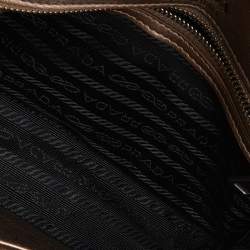 Pre Owned Prada Metallic Ayers Snake Leather Diagramme Shoulder Bag