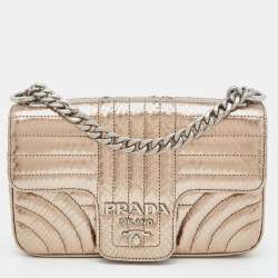 Pre Owned Prada Metallic Ayers Snake Leather Diagramme Shoulder Bag